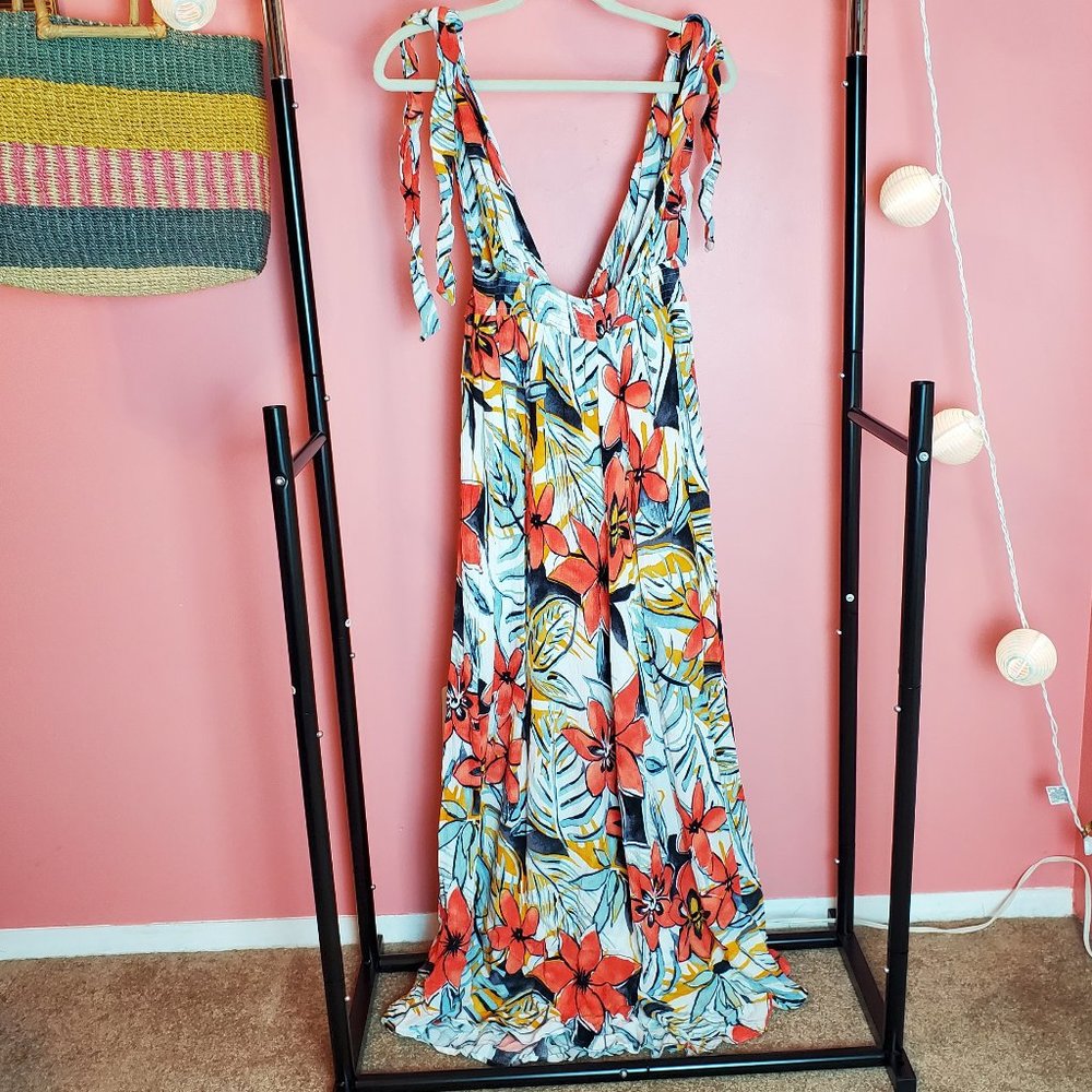 Tropical Floral Flowy Maxi Skirt - Picture 4 of 6